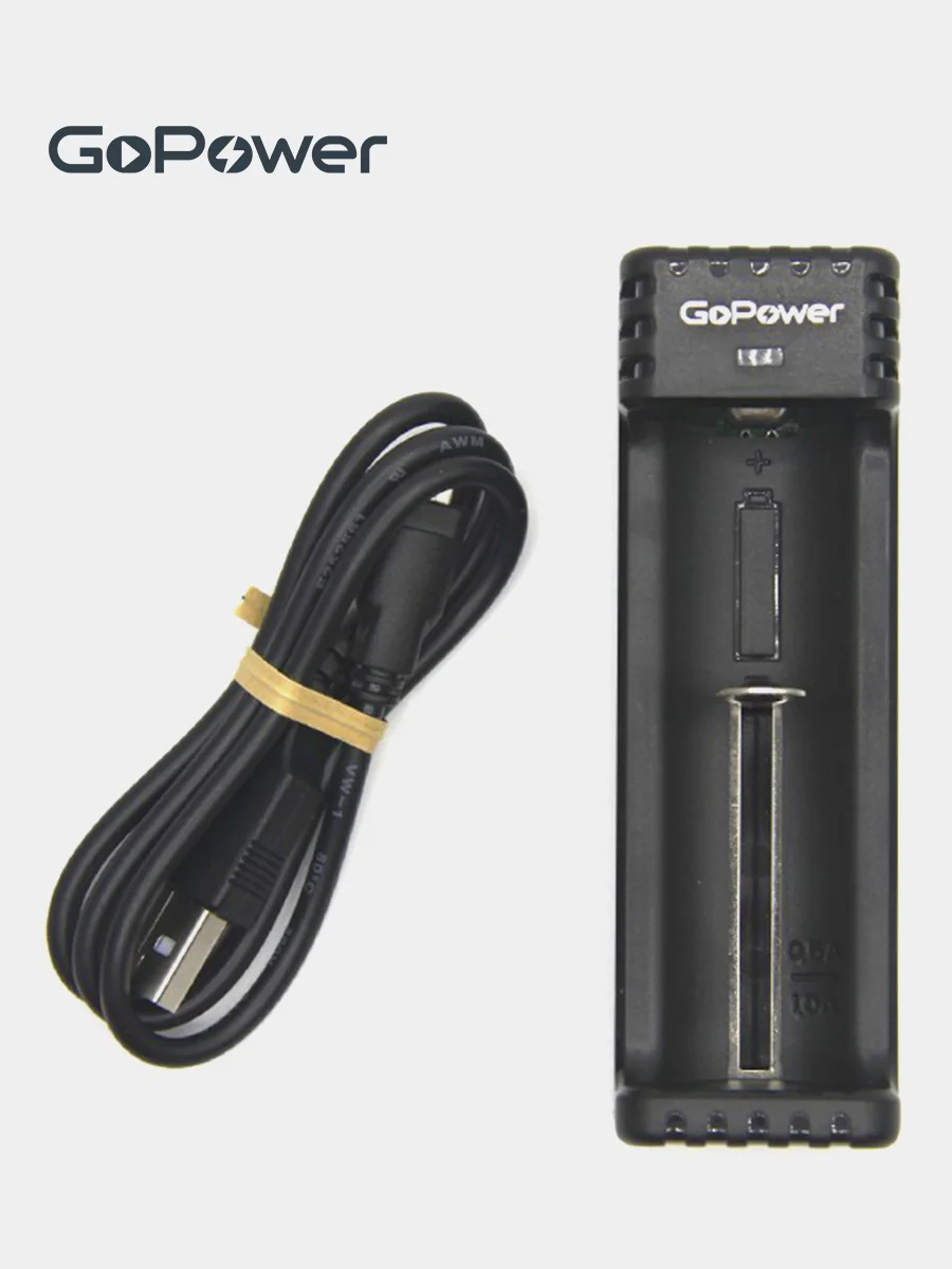 Зарядное устройство аккумуляторов GoPower LiCharger 2 (1 слот) ток ЗУ 1000 мА