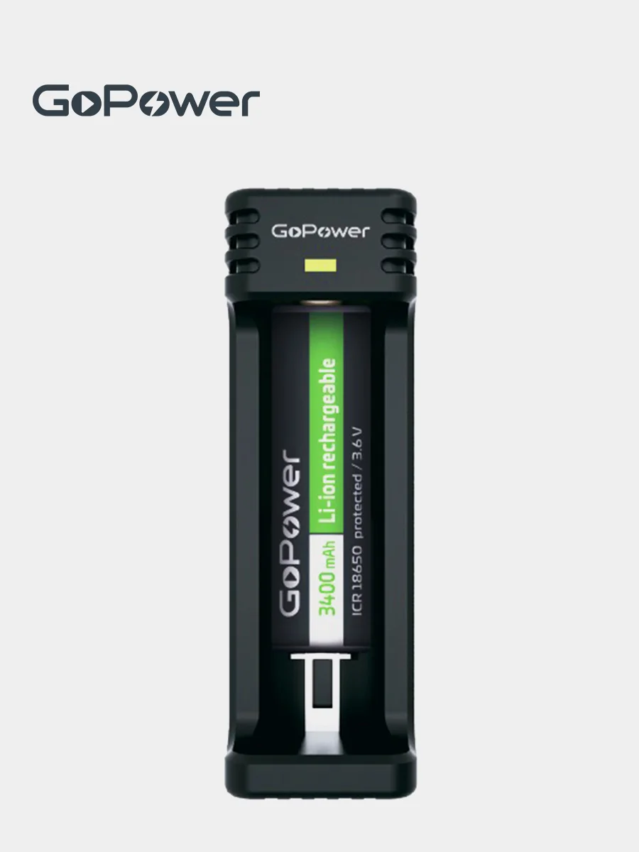 Зарядное устройство аккумуляторов GoPower LiCharger 2 (1 слот) ток ЗУ 1000 мА