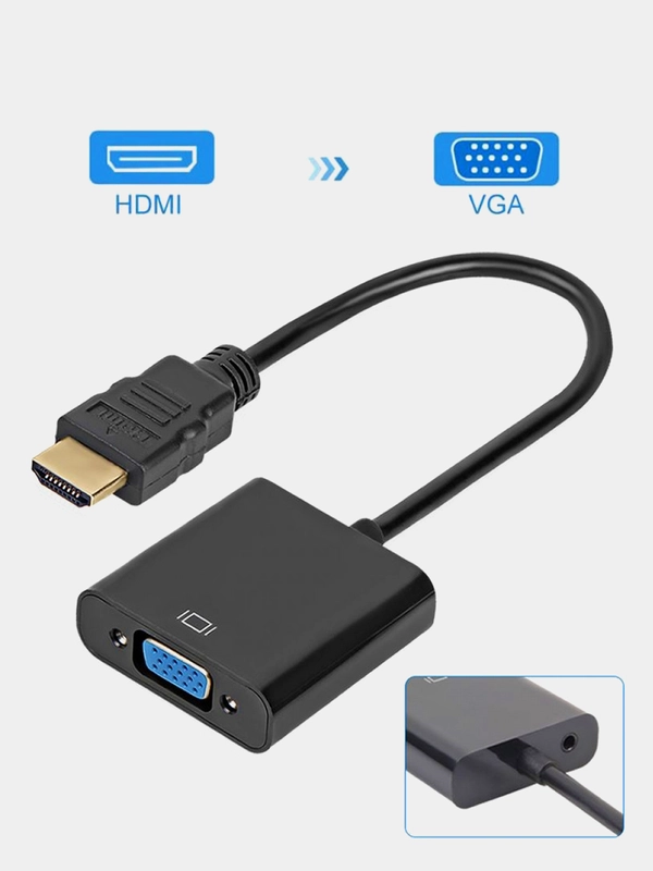 Адаптер-переходник HDMI-VGA + AUX, 0.1 м