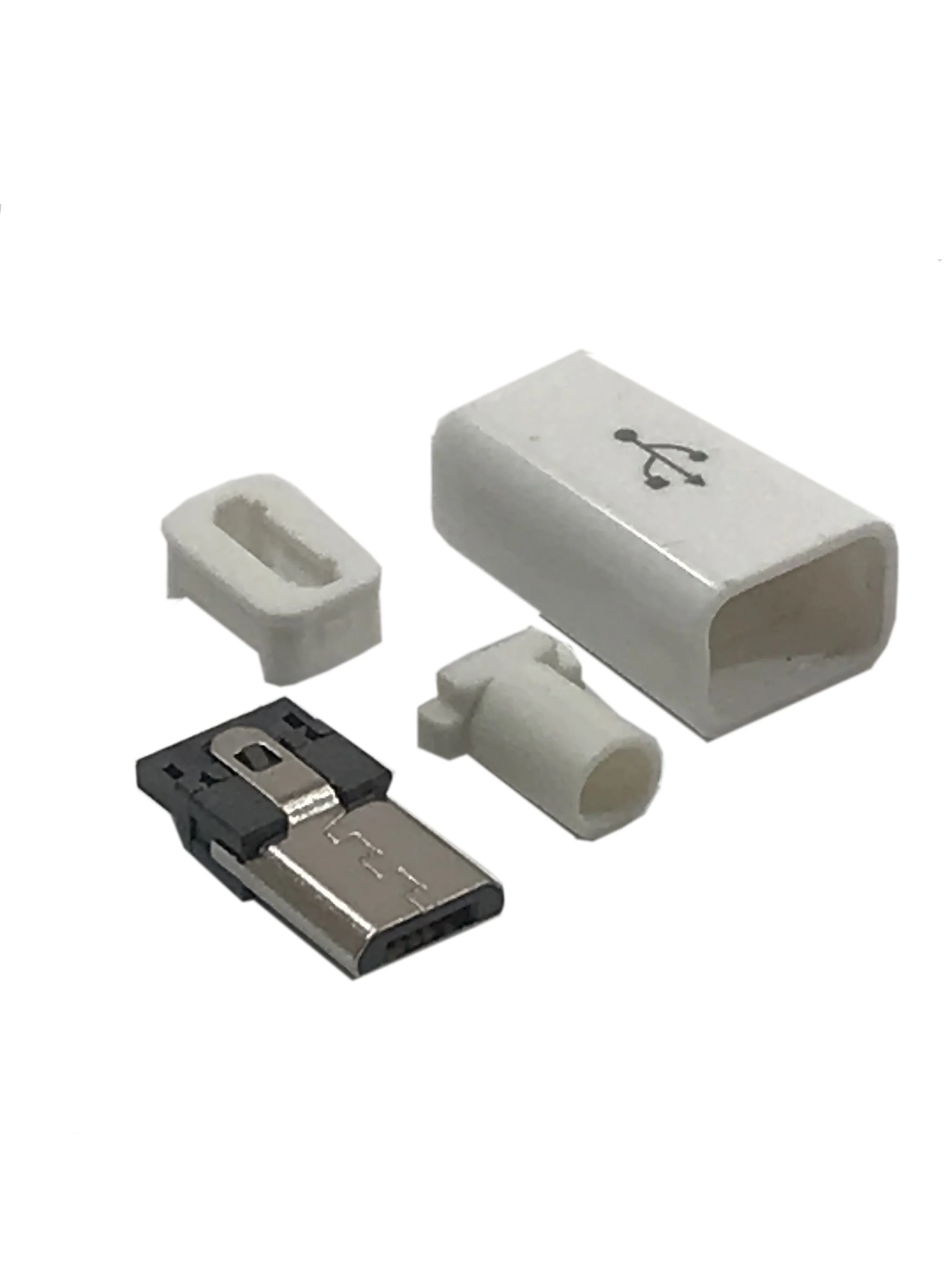 10 штук Штекер micro-USB в корпусе белый микроюсб на кабель