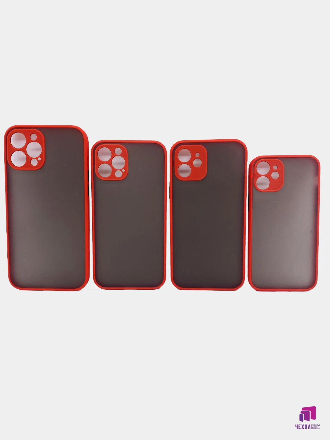 Красный чехол пластиковый противоударный с защитой камеры для iPhone 12 Mini/12/12 Pro/12 Pro Max