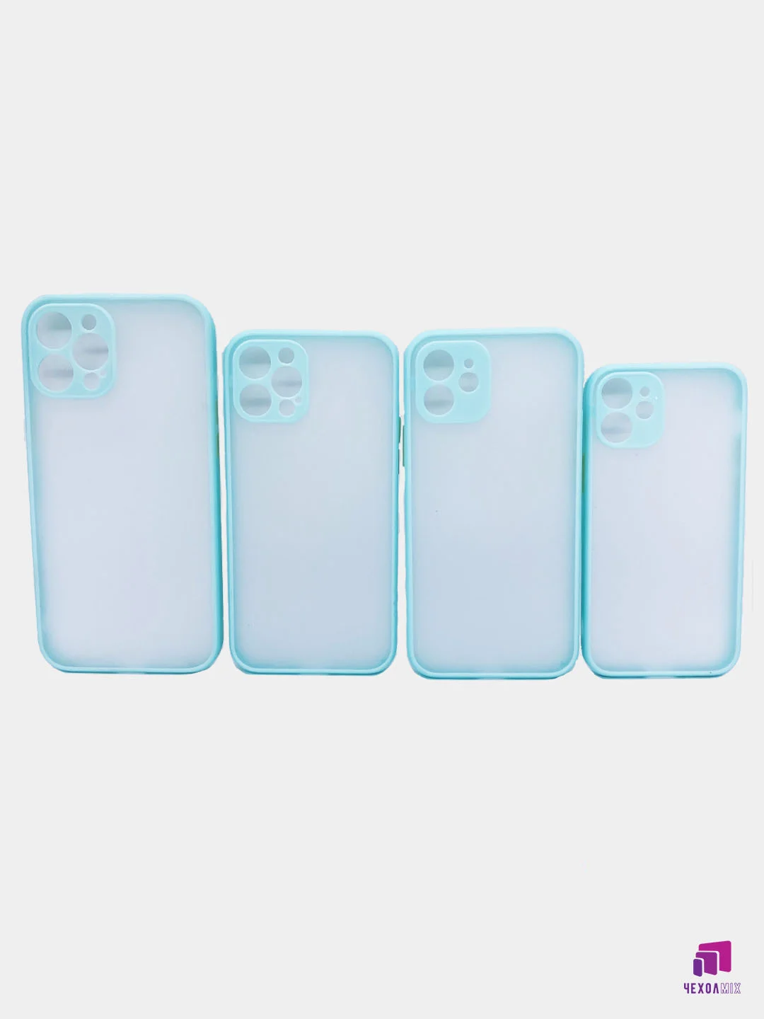 Бирюзовый чехол пластиковый противоударный с защитой камеры для iPhone 12 Mini/12/12 Pro/12 Pro Max