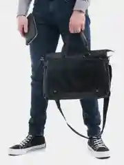 Черный портфель мужской, с кошельком, через плечо, деловая сумка, для документов, для ноутбука