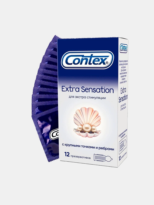 Презервативы Contex "Extra Sensation" с крупными точками и ребрами, 12 штук