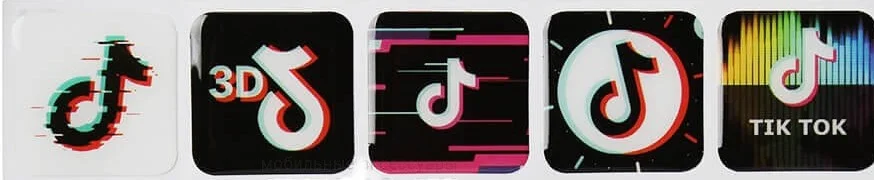 3D наклейки стикеры на телефон "TikTok", блистер 20 и 5 шт