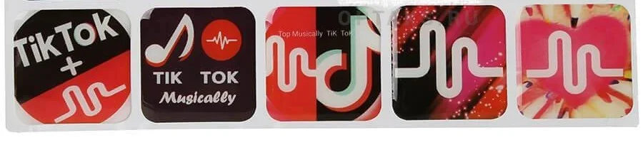 Розовый 3d наклейки стикеры на телефон "TikTok", блистер 20 и 5 шт