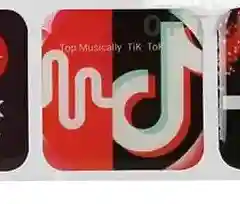 Розовый 3d наклейки стикеры на телефон "TikTok", блистер 20 и 5 шт