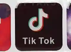 Фиолетовый 3d наклейки стикеры на телефон "TikTok", блистер 20 и 5 шт