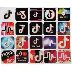 Серый 3d наклейки стикеры на телефон "TikTok", блистер 20 и 5 шт