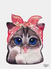 Тканевые нашивки на одежду "Кошки", термопечать с пайетками