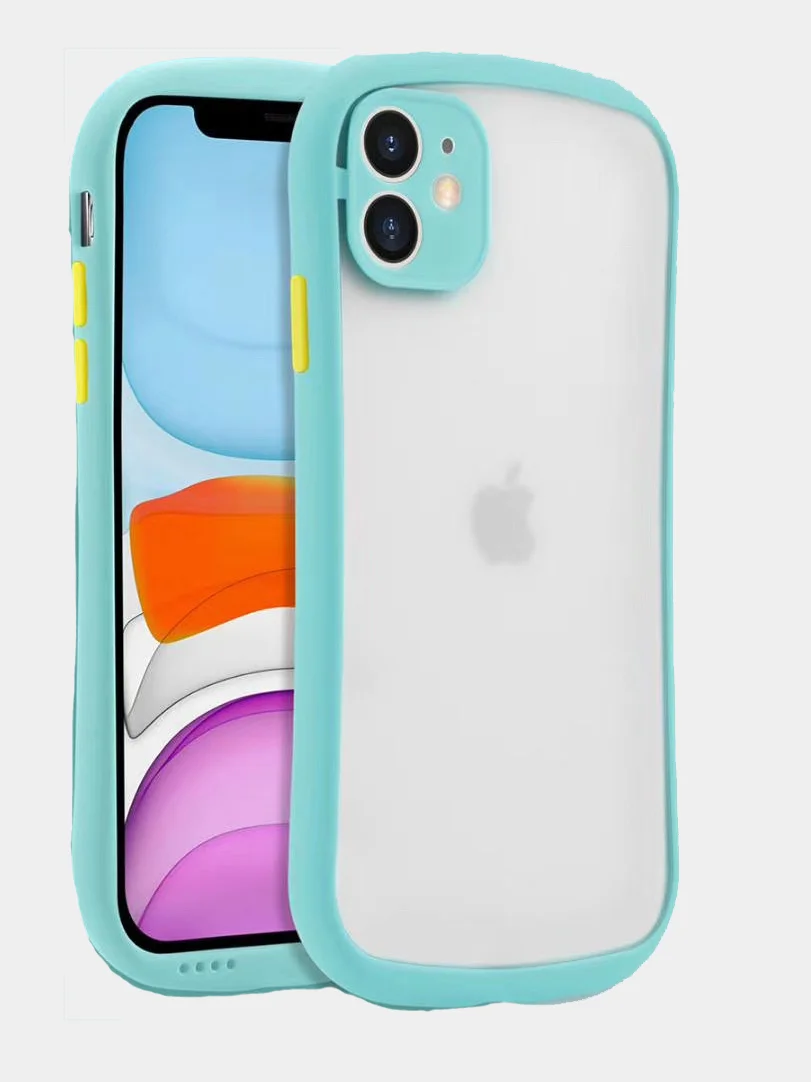 Синий чехол матовый с полукруглыми краями Apple iPhone 12, 12Pro, 12mini, 11, 11Pro, 11ProMax