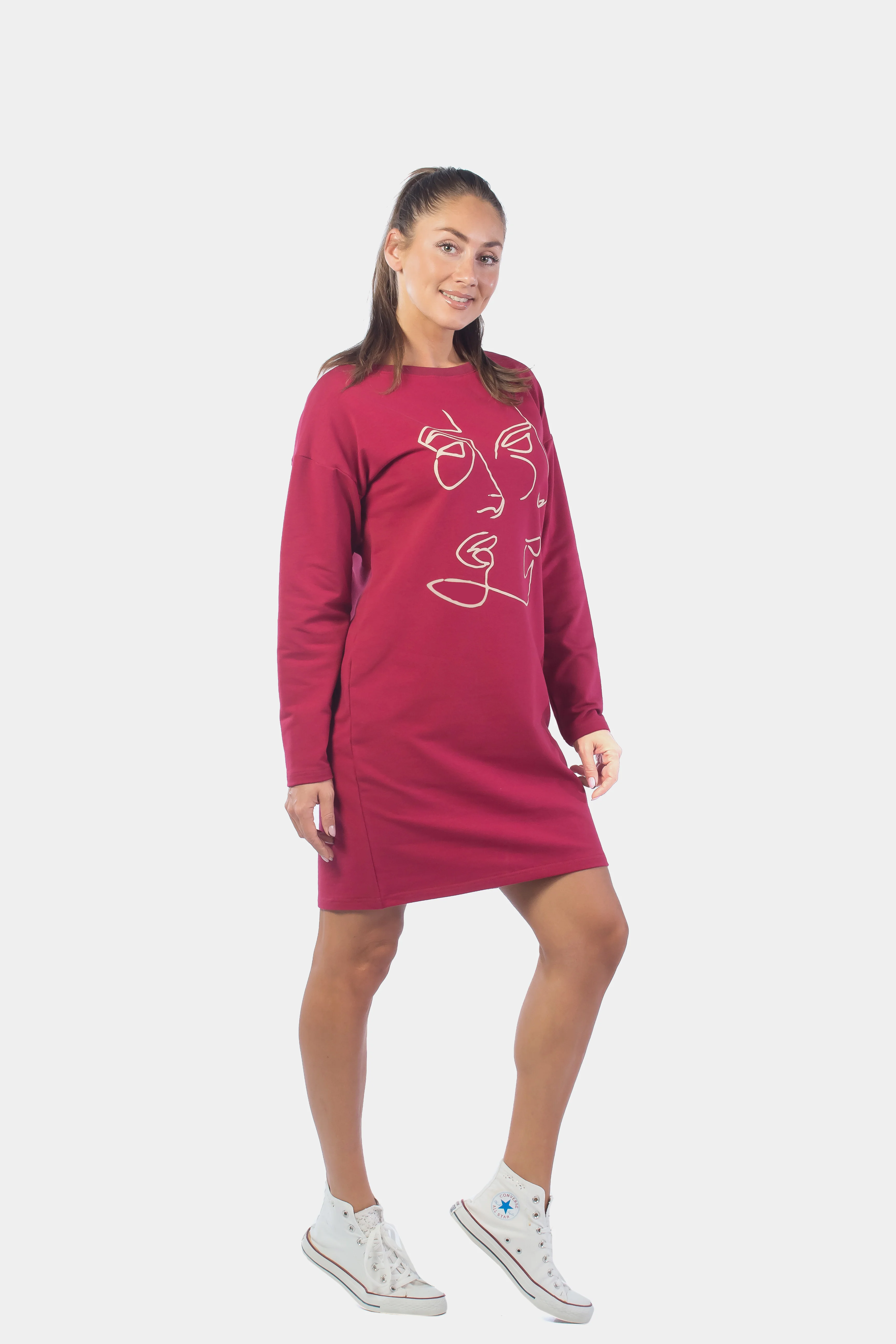 Платье из футера Лица ФП1406П3 бордовый, KLERY