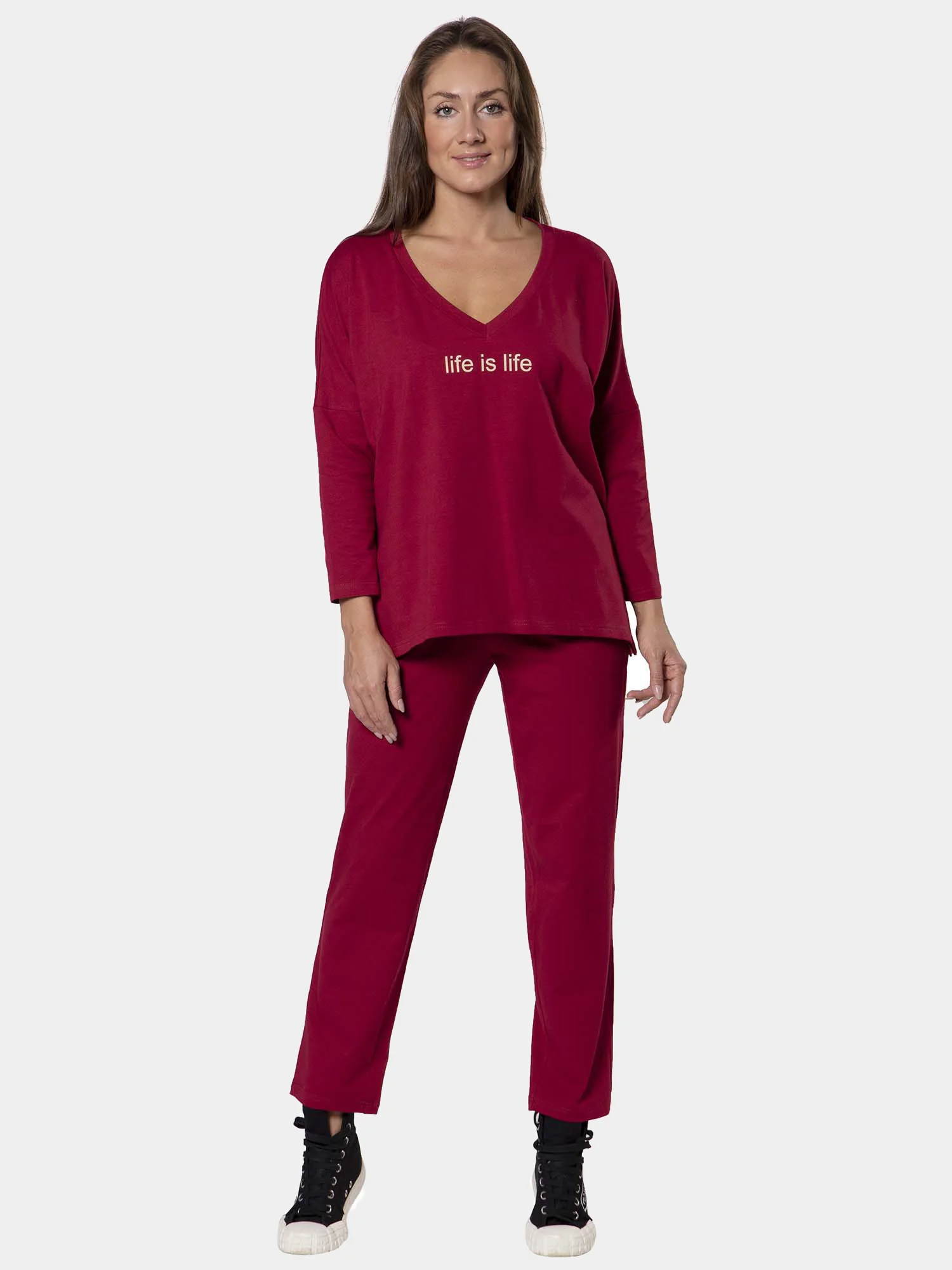 Костюм женский Life is life КЛК1450П1 бордовый, KLERY