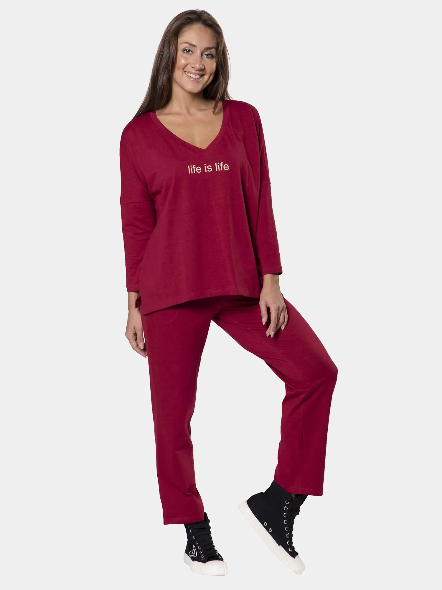 Костюм женский Life is life КЛК1450П1 бордовый, KLERY