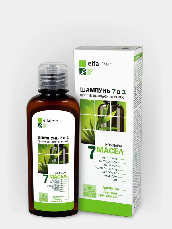 Elfa Pharm 7 масел Шампунь 7в1 против выпадения волос, 200 мл