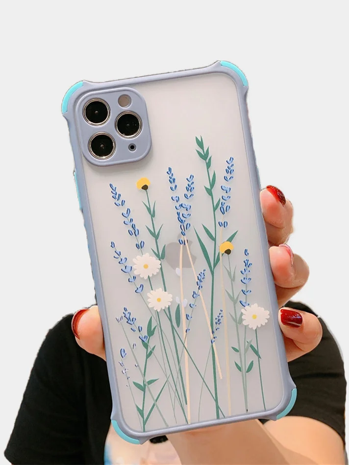 Голубой чехол с цветами для Apple iPhone 12, 12 Pro, 12 Pro Max, 12 mini , 11 , 11 Pro, 11 Pro Max