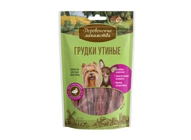 Деревенские лакомства Грудки утиные для мини-пород, 55 гр
