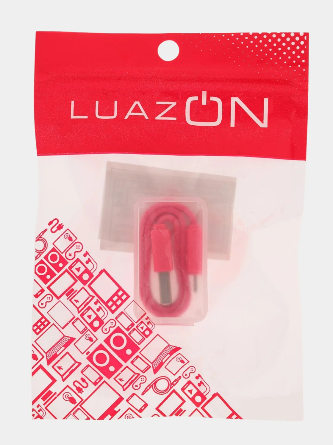 Кабель LuazON, Lightning - USB, 1 А, 20 см, розовый