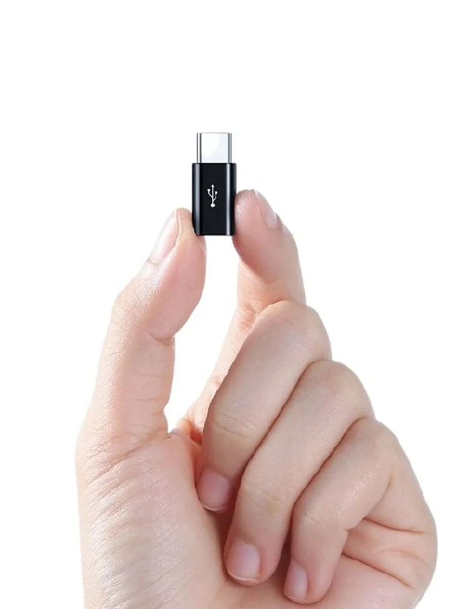 Адаптер-переходник Coffeesoft MicroUSB, USB type C, OTG, black, короткий