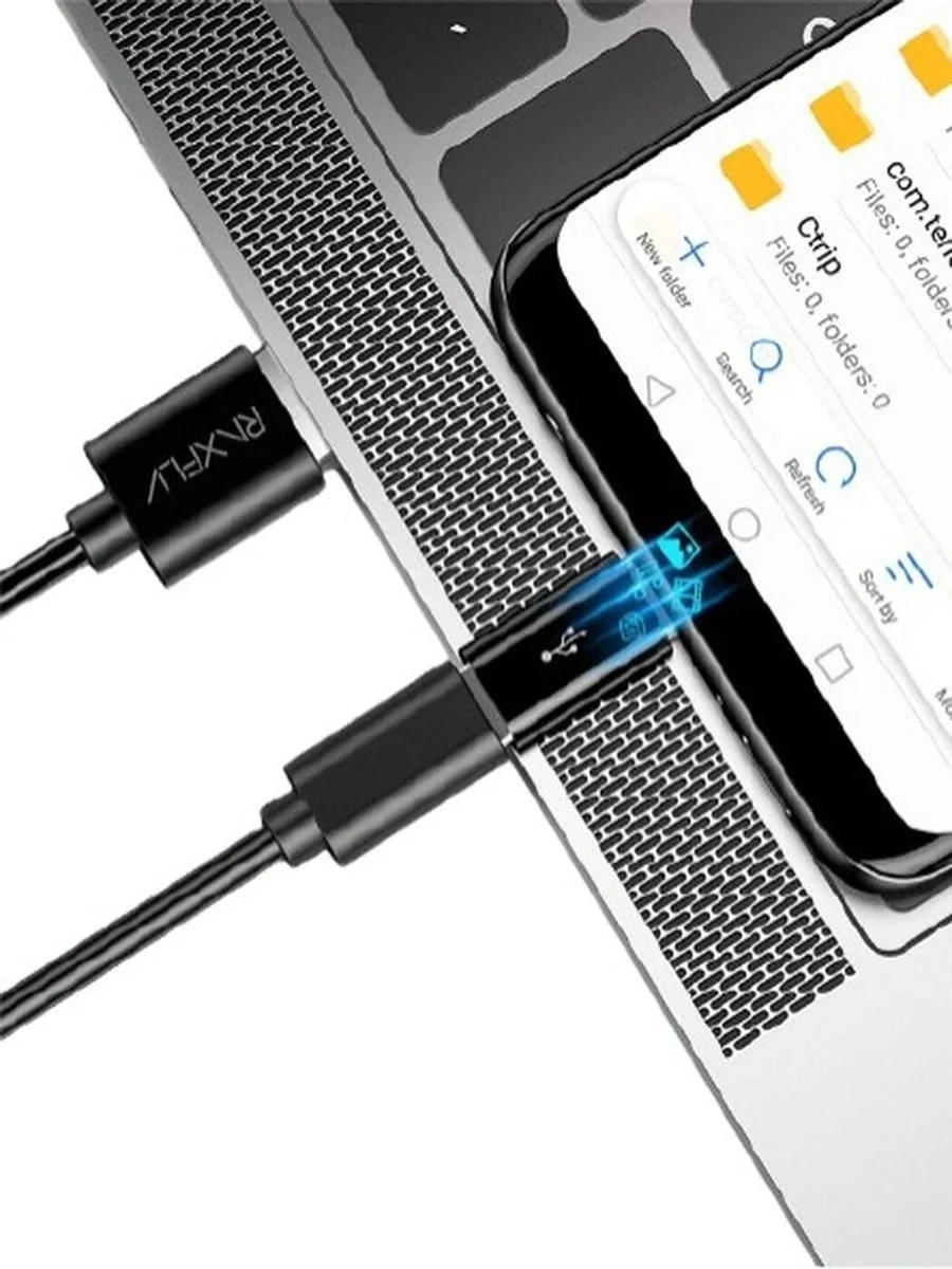 Адаптер-переходник Coffeesoft MicroUSB, USB type C, OTG, black, короткий