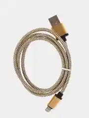 Золотой кабель LuazON, Micro - USB, lighting 1 А, 1 м, пластиковое армирование, ПВХ, штекер металл