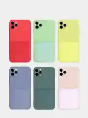 Желтый силиконовый чехол шёлк wallet для карт и визиток Apple iPhone X/XR/XS/11/12/Mini/Pro Max