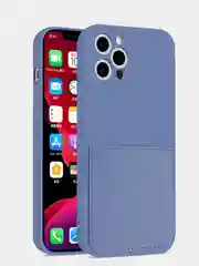 Синий меланж силиконовый чехол шёлк wallet для карт и визиток Apple iPhone X/XR/XS/11/12/Mini/Pro Max