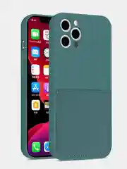Зеленый силиконовый чехол шёлк wallet для карт и визиток Apple iPhone X/XR/XS/11/12/Mini/Pro Max