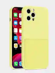 Желтый силиконовый чехол шёлк wallet для карт и визиток Apple iPhone X/XR/XS/11/12/Mini/Pro Max