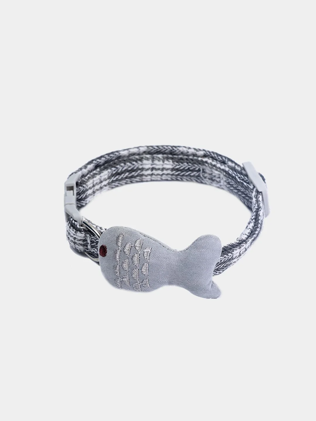 Серый декоративный стильный ошейник с рыбкой, для кошек и собак, 21-30 см