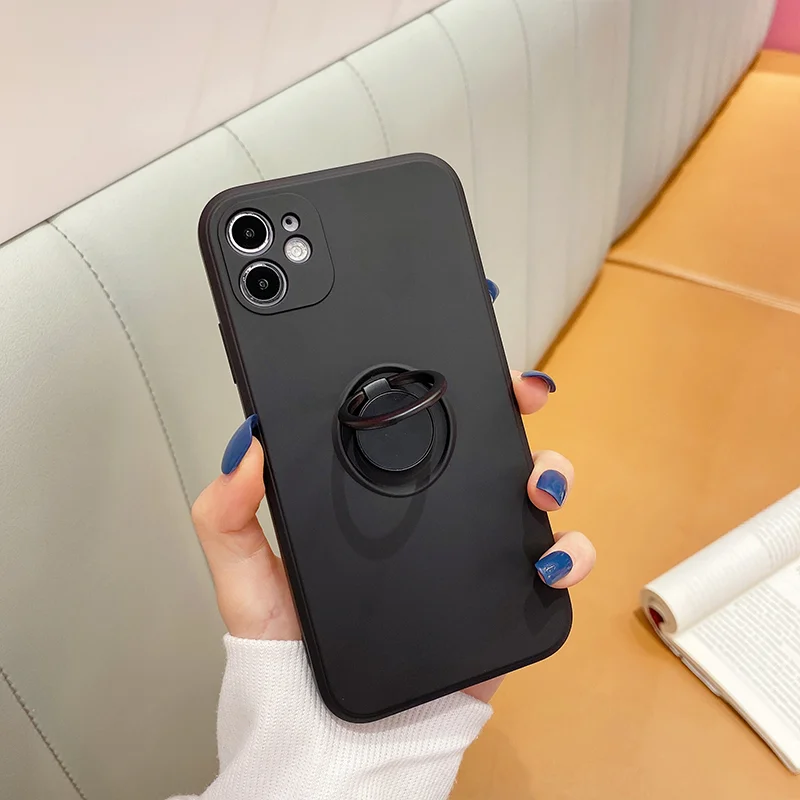 Черный чехол для iPhone 12 mini, с кольцом держателем