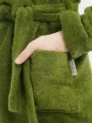 Лесной зеленый детский махровый халат на запахе LILIANS
