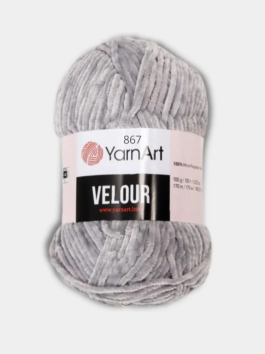 Серый пряжа YarnArt Velour, 100% микрополиэстер, 100 г/170 м