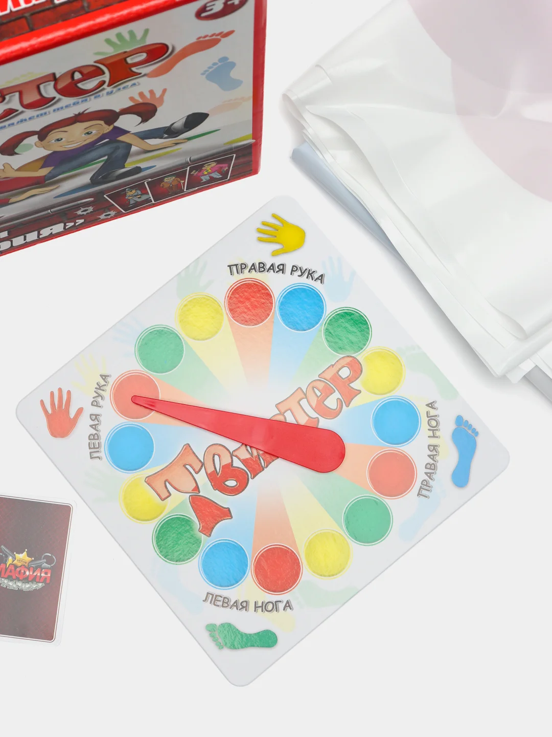 Напольная игра "Твистер" с картами "Мафия" в коробке