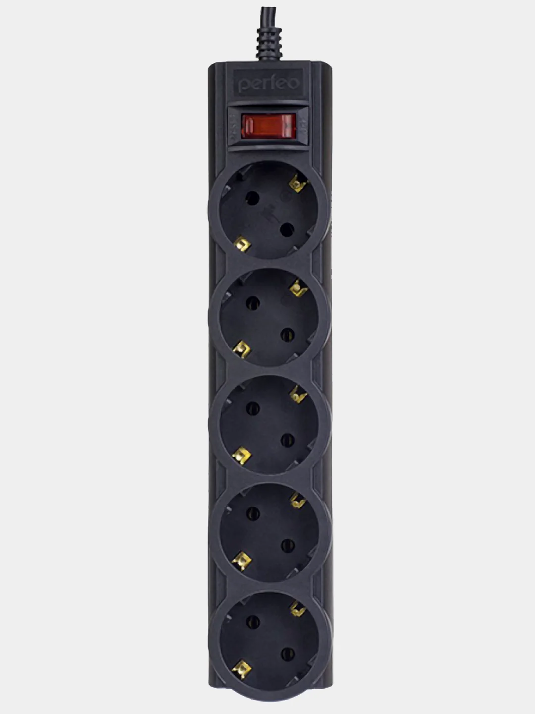 Черный сетевой фильтр Perfeo POWERX, 1,8 / 3 / 5 м