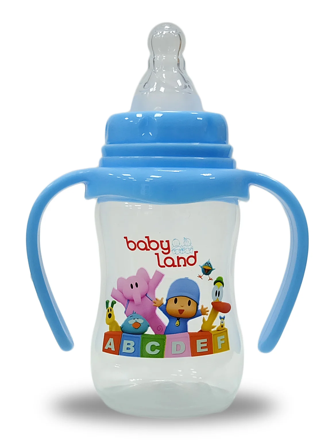 Голубой бутылочка Baby Land 150 мл с ручками, силиконовой классической соской Air System