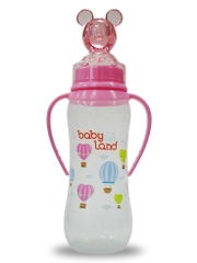 Бутылочка Baby Land 240мл с колпачком-игрушкой, силиконовой классической соской