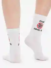 Белый носки "Stop Covid-19"