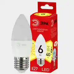 Лампа светодиодная ЭРА Эко Е27 6W 2700K "Свеча" (Э)