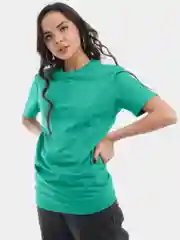 Футболка женская, однотонная, зеленая, хлопок