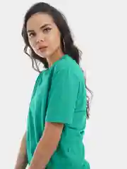 Футболка женская, однотонная, зеленая, хлопок