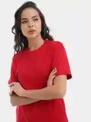 Футболка женская, однотонная, красная, хлопок
