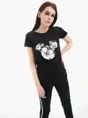 Женская футболка с принтом "Микки Маус и цветы"
