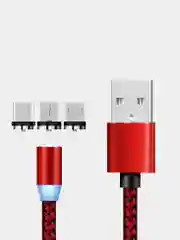 Красный магнитный кабель для зарядки Type-C, Lightning (Apple), Micro USB