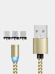 Магнитный кабель для зарядки Type-C, Lightning (Apple), Micro USB