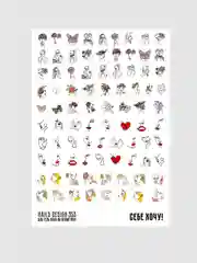 Слайдер дизайн №353. Водные наклейки на ногти с линейными рисунками лица