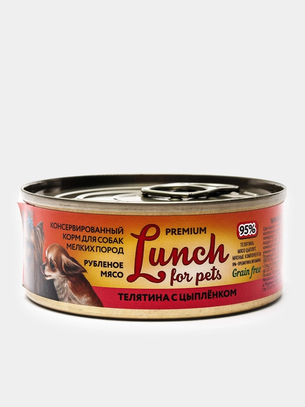 Корм для собак мелких пород Lunch for pets телятина с цыпленком,рубл-е мясо, консервы 100г