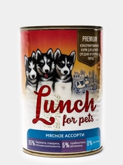 Корм для собак Lunch for pets Мясное ассорти для щенков, кусочки в желе, консервы 400гр