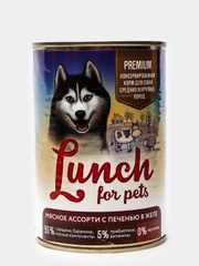 Корм для собак Lunch for pets мясное ассорти с печенью кусочки в желе консервы уп 400гр
