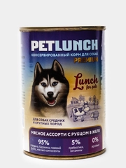 Корм для собак Lunch for pets Мясное ассорти с рубцом, кусочки в желе, консервы 400гр